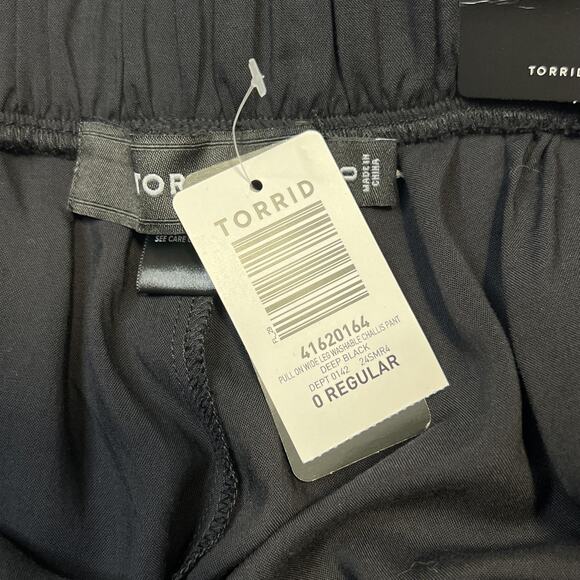 Torrid Pants Womens 0 Regular Black Wide Leg Pull On Pocket Washable Challis - Picture 10 of 12